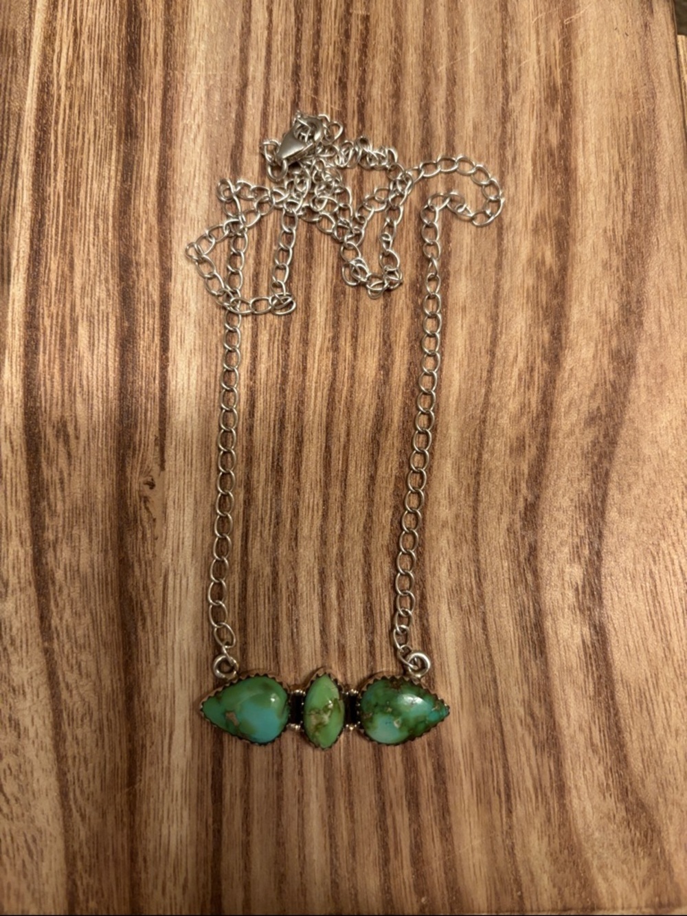 Sterling Silver Chain Necklace with Sonoran Mountain Turquoise Stones